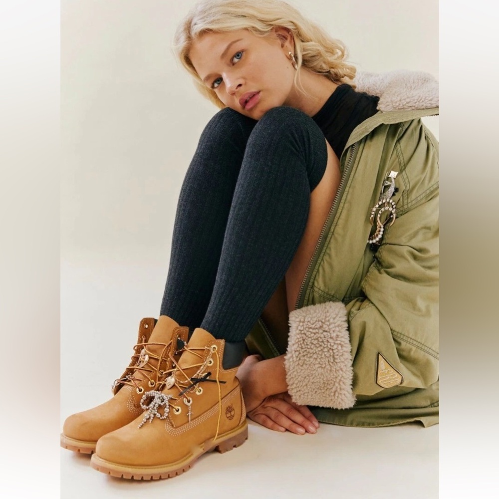 Free People Timberland Premium 6" Lace Up Boots Wheat Nubuck Leather